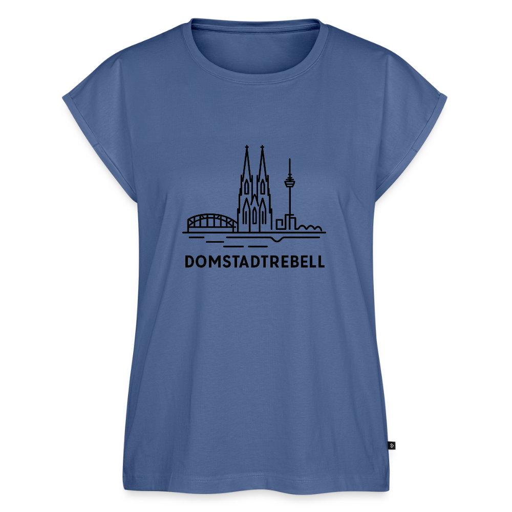 Domstadtrebell - Frauen T-Shirt mit gerollten Ärmeln - Taubenblau