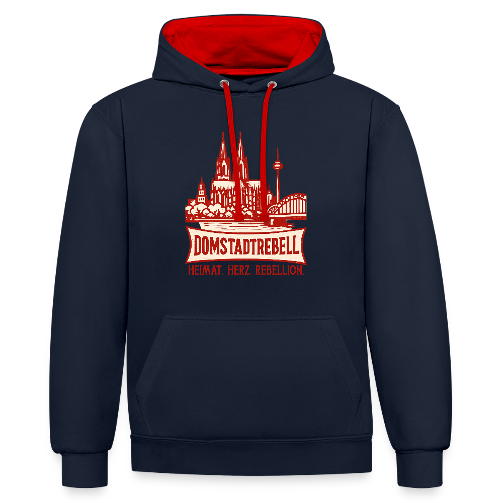 Domstadtrebell Kontrast-Hoodie "Heimat.Herz.Rebellion" - Navy/Rot