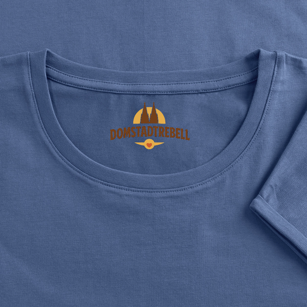 Domstadtrebell - Frauen T-Shirt mit gerollten Ärmeln - Taubenblau