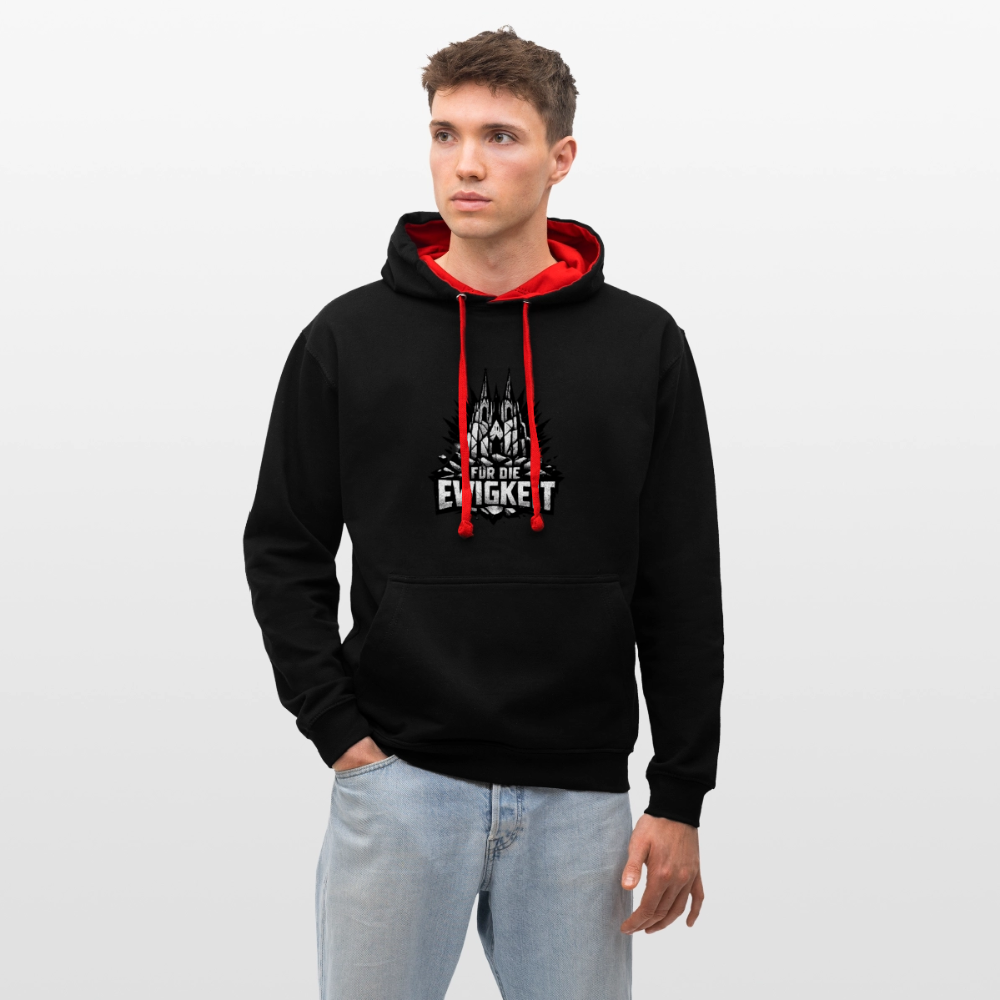 Kontrast-Hoodie Domstadtrebell "Für die Ewigkeit - Schwarz/Rot