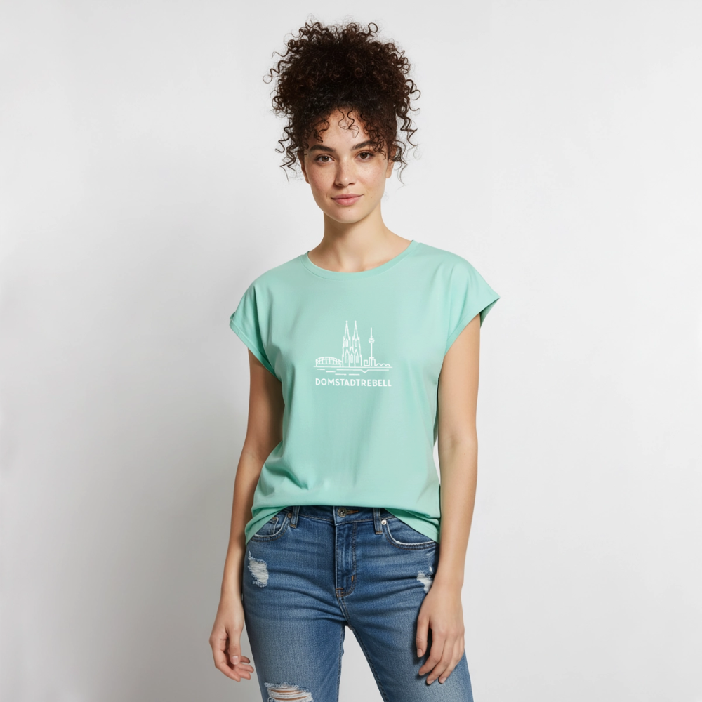 Frauen T-Shirt mit gerollten Ärmeln - Mint 
