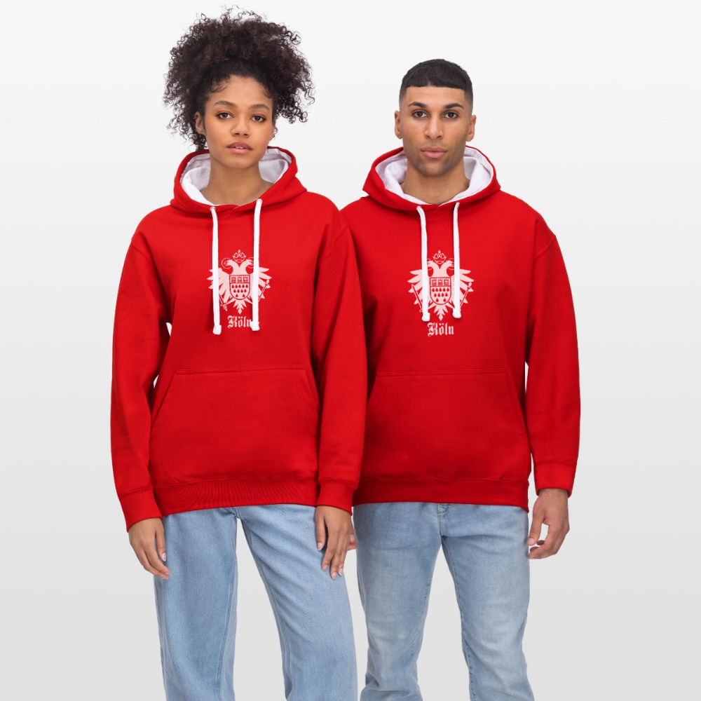 Domstadtrebell Kontrast-Hoodie "Köln Wappen" - Rot/Weiß