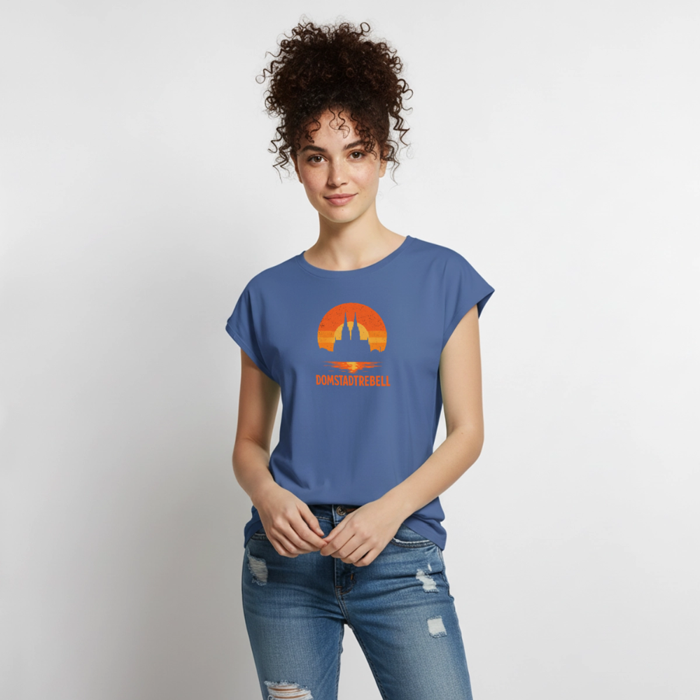 Domstadtrebell Sunset - Frauen T-Shirt mit gerollten Ärmeln - Taubenblau