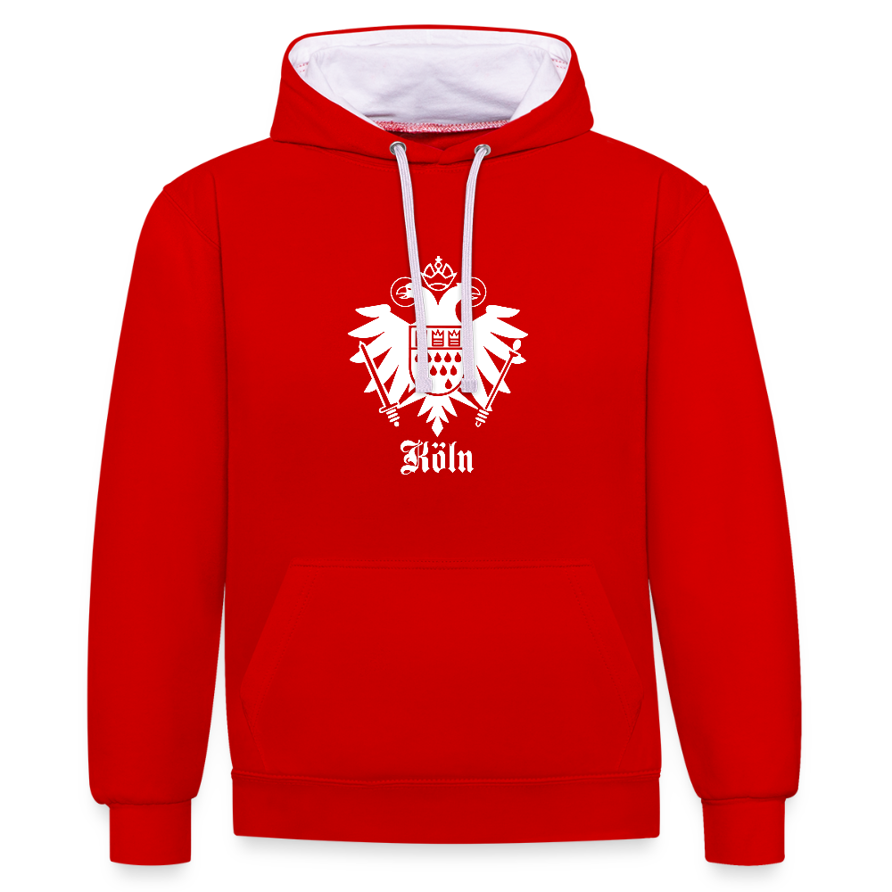 Domstadtrebell Kontrast-Hoodie "Köln Wappen" - Rot/Weiß