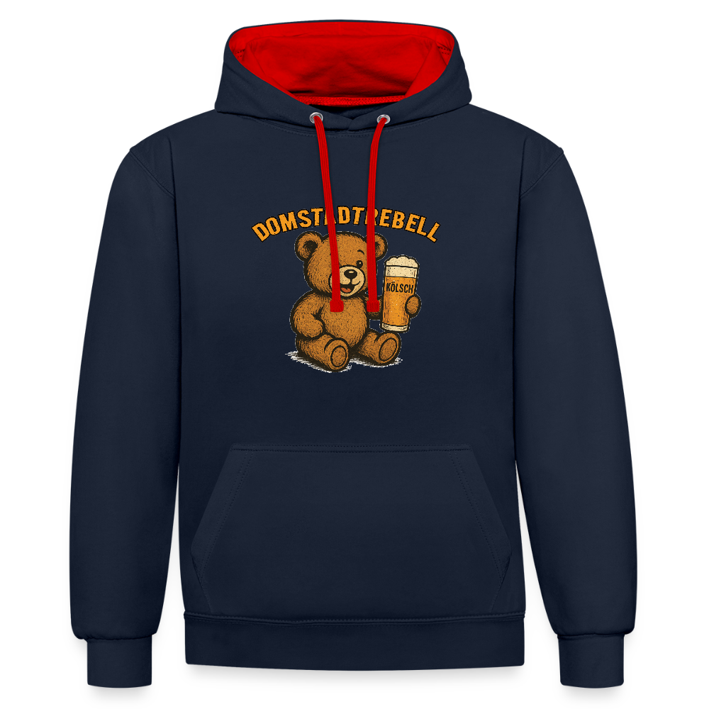 Domstadtrebell Kontrast-Hoodie "Kölschbär" - Navy/Rot