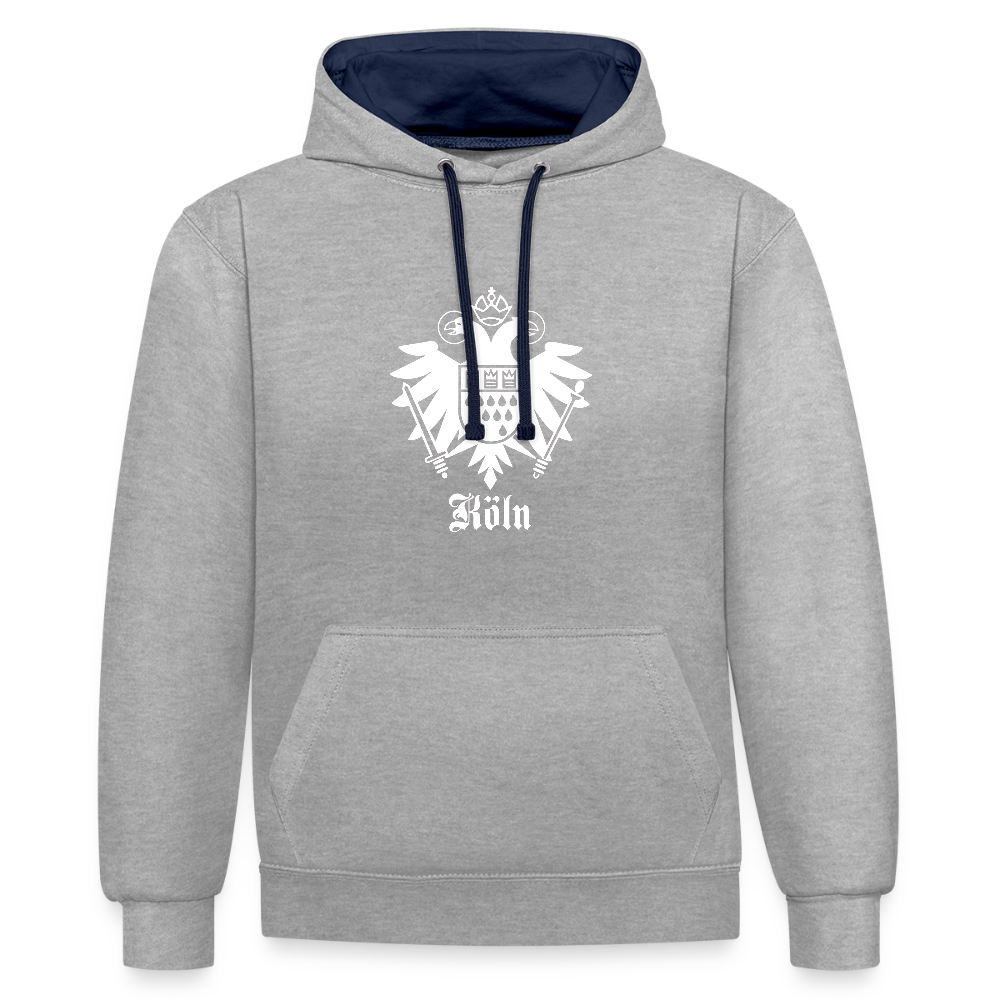 Domstadtrebell Kontrast-Hoodie "Köln Wappen" - Grau meliert/Navy