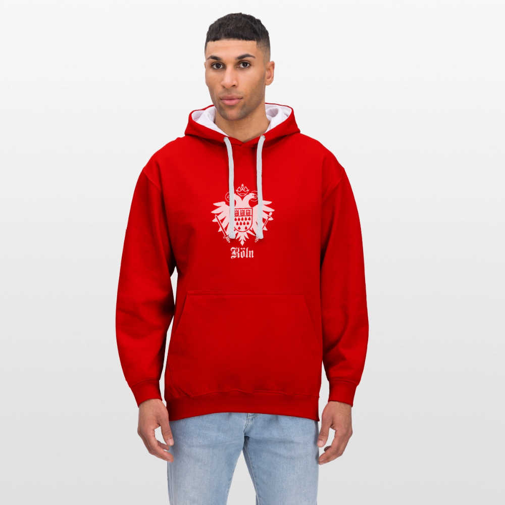 Domstadtrebell Kontrast-Hoodie "Köln Wappen" - Rot/Weiß