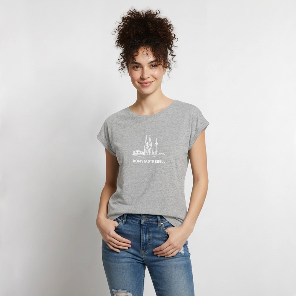 Frauen T-Shirt mit gerollten Ärmeln - Grau meliert