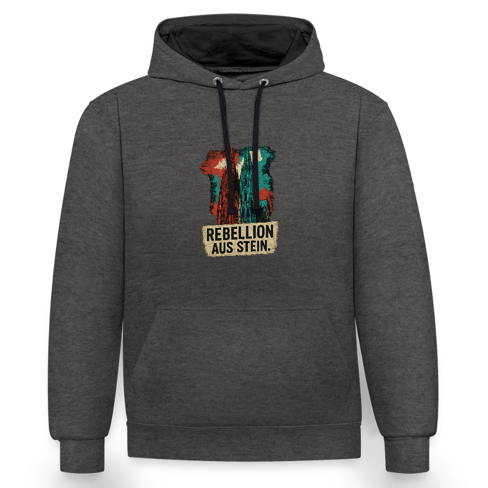 Domstadtrebell Kontrast-Hoodie "Rebellion aus Stein" - Anthrazit/Schwarz
