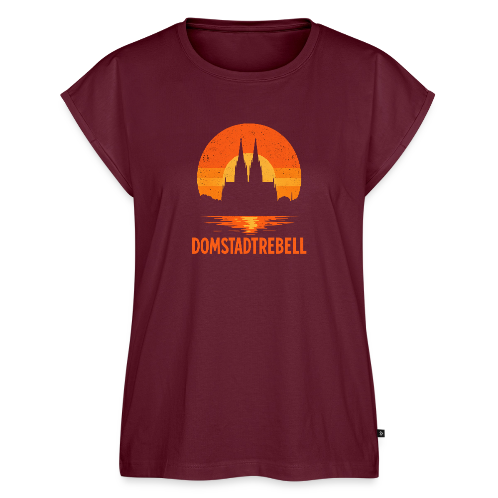 Domstadtrebell Sunset - Frauen T-Shirt mit gerollten Ärmeln - Burgunderrot