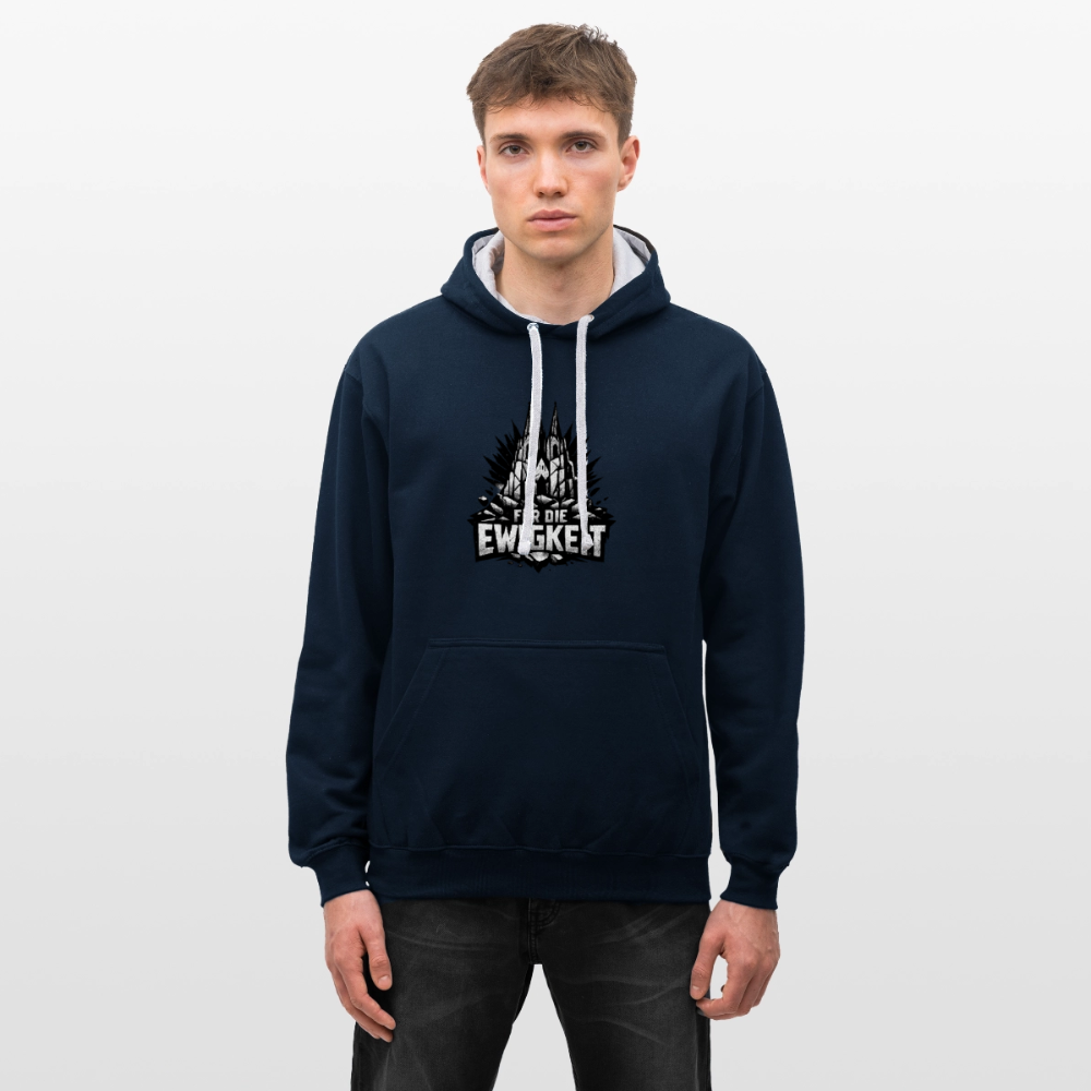 Kontrast-Hoodie Domstadtrebell "Für die Ewigkeit - Navy/Grau meliert