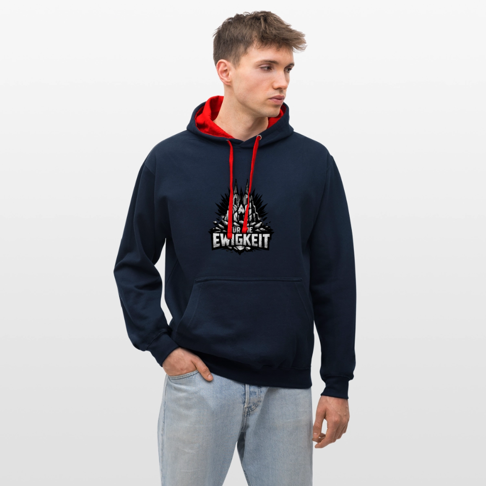 Kontrast-Hoodie Domstadtrebell "Für die Ewigkeit - Navy/Rot