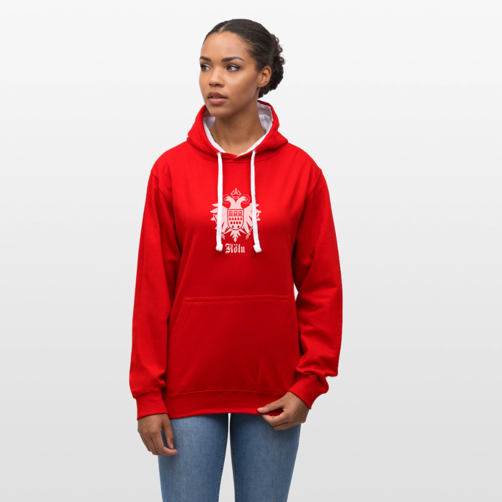 Domstadtrebell Kontrast-Hoodie "Köln Wappen" - Rot/Weiß
