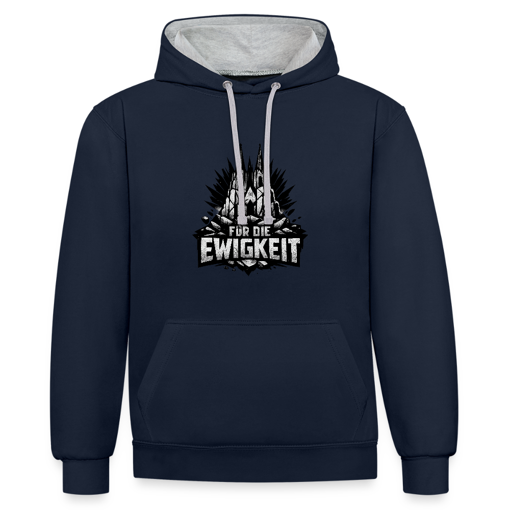 Kontrast-Hoodie Domstadtrebell "Für die Ewigkeit - Navy/Grau meliert