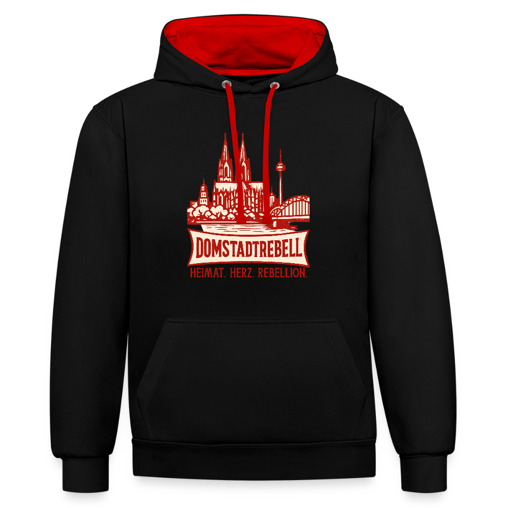 Domstadtrebell Kontrast-Hoodie "Heimat.Herz.Rebellion" - Schwarz/Rot