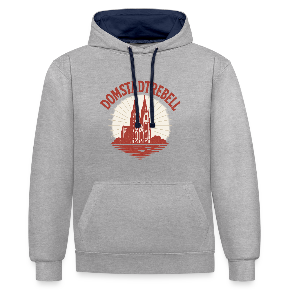 Domstadtrebell Kontrast-Hoodie "Dom 1248" - Grau meliert/Navy