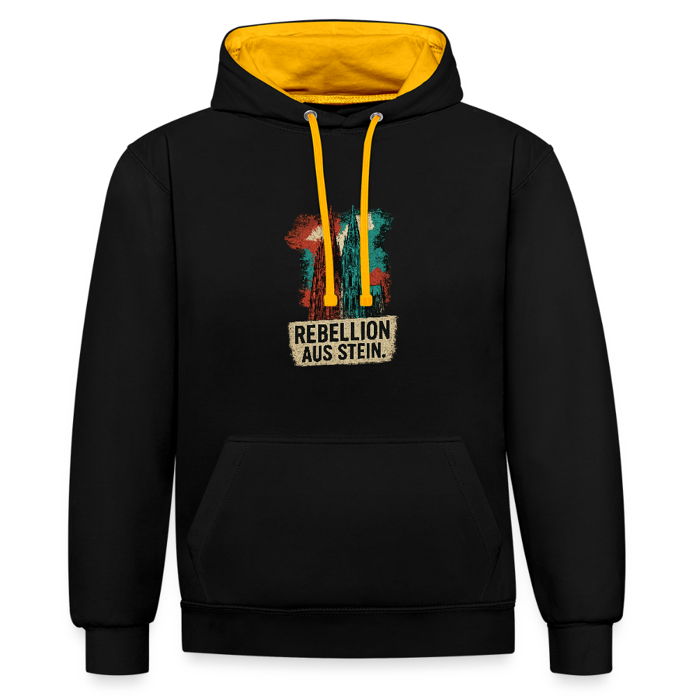 Domstadtrebell Kontrast-Hoodie "Rebellion aus Stein" - Schwarz/Gold