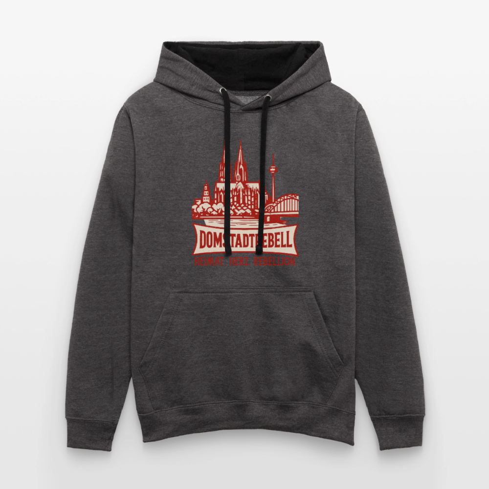Domstadtrebell Kontrast-Hoodie "Heimat.Herz.Rebellion" - Anthrazit/Schwarz