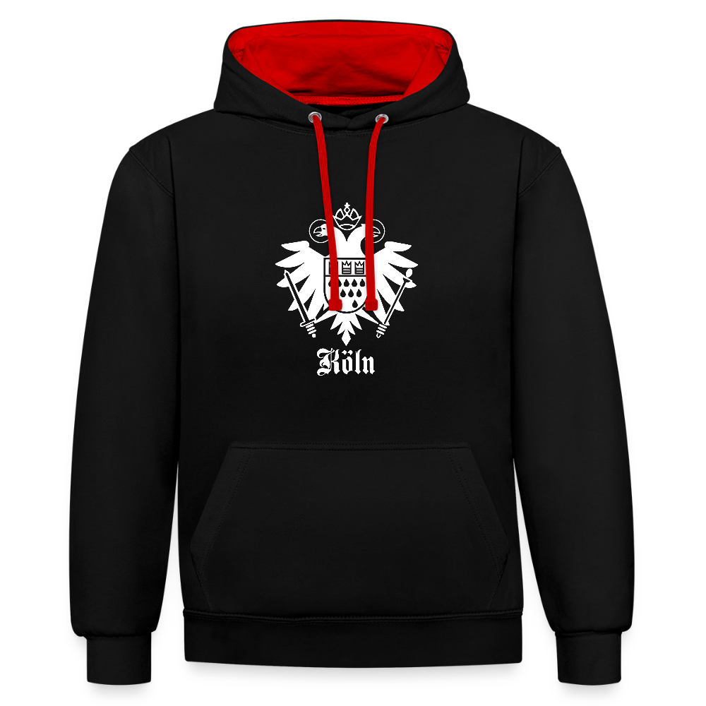 Domstadtrebell Kontrast-Hoodie "Köln Wappen" - Schwarz/Rot