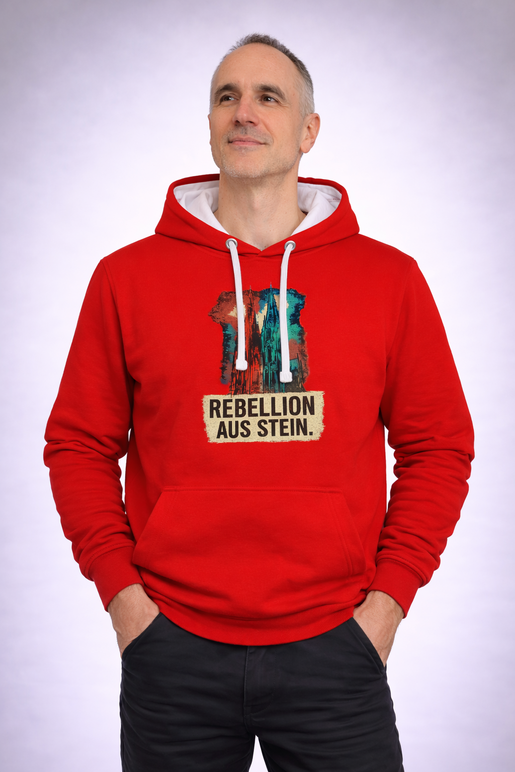 Domstadtrebell Kontrast-Hoodie "Rebellion aus Stein"