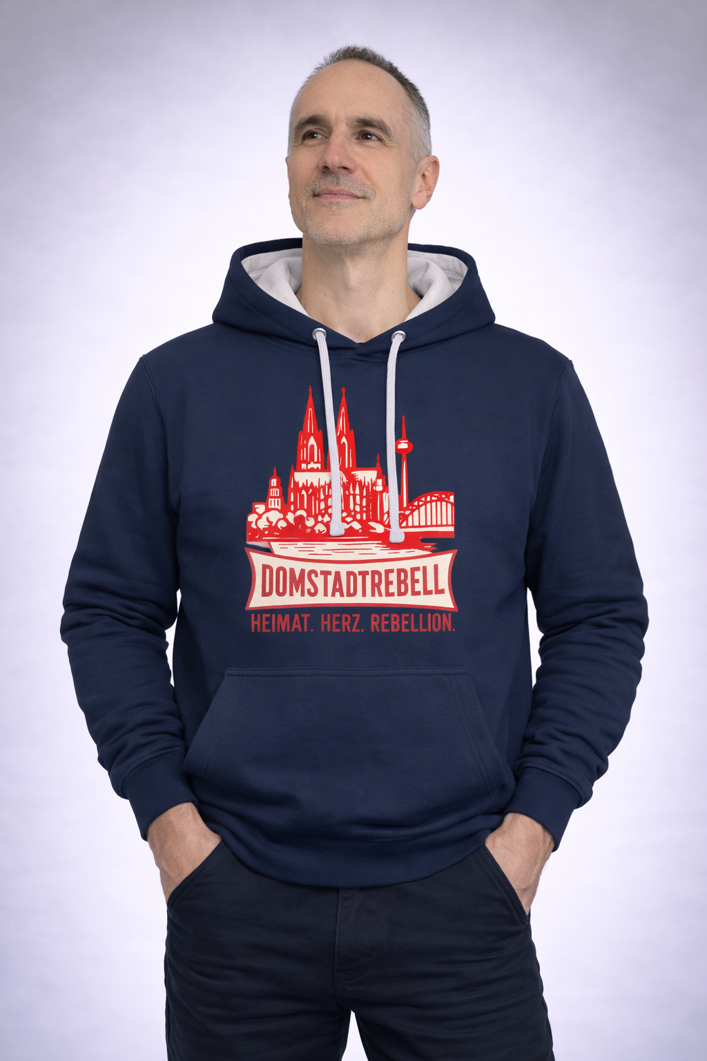 Domstadtrebell Kontrast-Hoodie "Heimat.Herz.Rebellion"