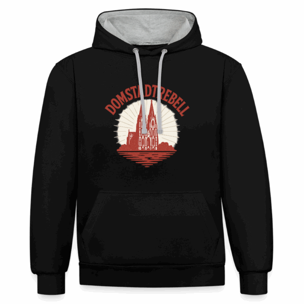 Domstadtrebell Vintage Hoodie mit Kölner Dom & Retro-Design | Hochwertiger Kontrast-Hoodie für Köln-Fans & Nostalgie-Liebhaber