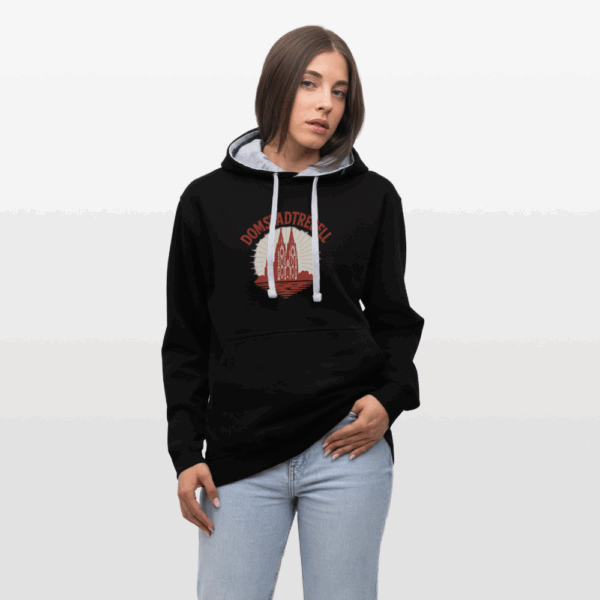 Domstadtrebell Vintage Hoodie mit Kölner Dom & Retro-Design | Hochwertiger Kontrast-Hoodie für Köln-Fans & Nostalgie-Liebhaber – Bild 4