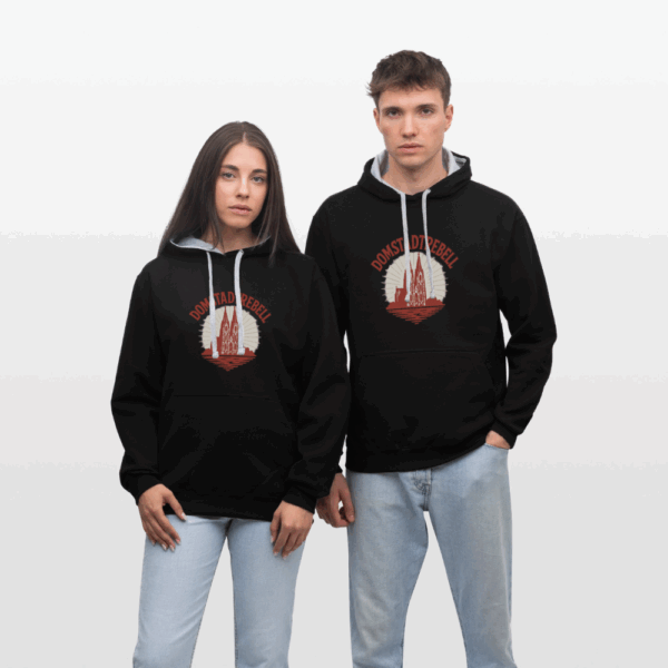 Domstadtrebell Vintage Hoodie mit Kölner Dom & Retro-Design | Hochwertiger Kontrast-Hoodie für Köln-Fans & Nostalgie-Liebhaber – Bild 5