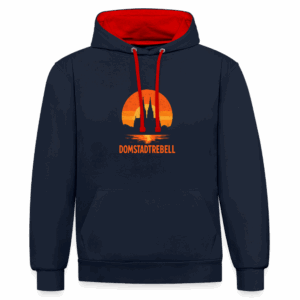 Domstadtrebell – Sunset Horizon Edition | Vintage Köln Kontrast-Hoodie | Kölner Dom im Sonnenuntergang